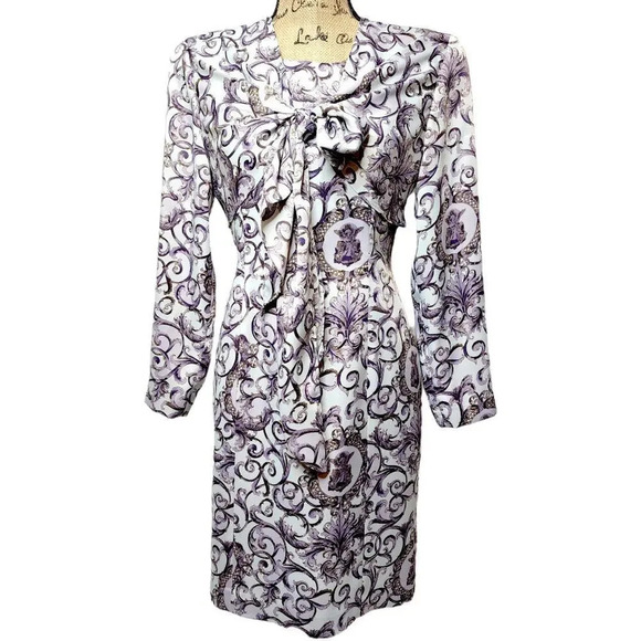 MARRY ME Vintage Women's Regal Shawl Satin Pencil Dress Size Medium Purple - Picture 15 of 15